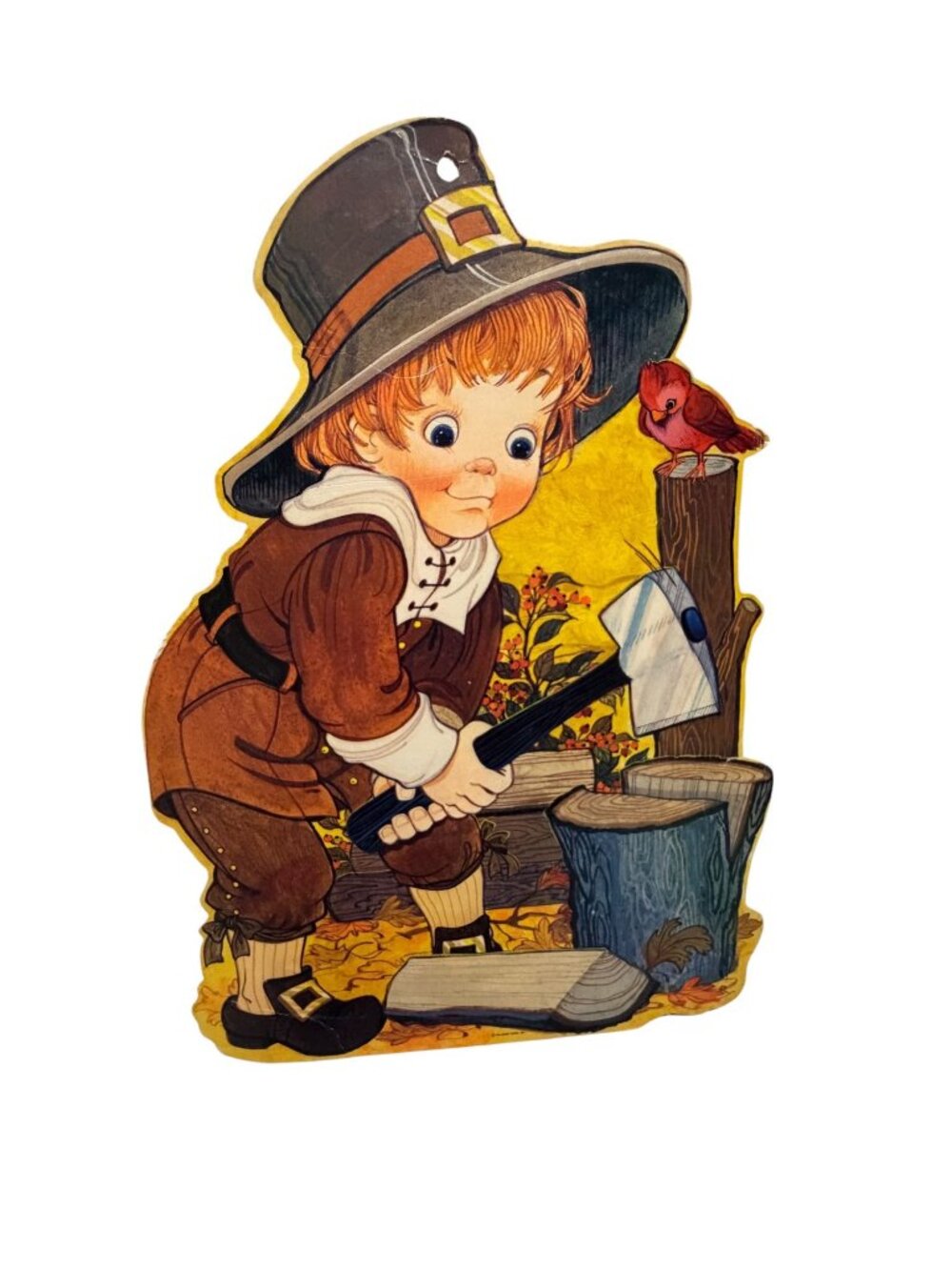 Vintage Hallmark Cards Cut Out Wall Decor Fall Autumn Thanksgiving Pilgrim - Picture 2 of 10